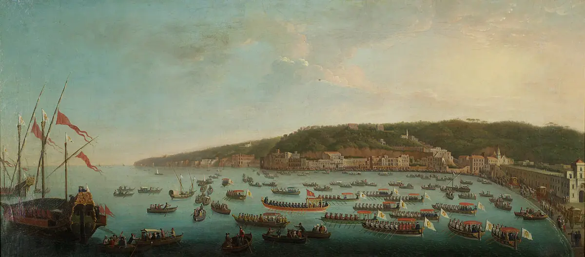 Abfahrt Ferdinands IV. nach Posilippo mit Zug der königlichen Barken