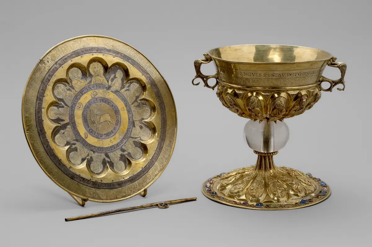 Kommunionkelch mit Patene und Saugröhrchen, sog. Kelch aus St. Peter