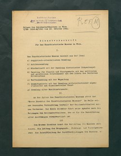 Dienstvorschrift für das Kunsthistorische Museum in Wien