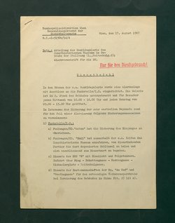 Alarmvorschrift für die Sicherheitswache betreffend Neue Galerie in der Stallburg