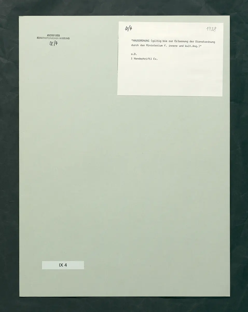 handschriftlicher Entwurf einer Hausordnung