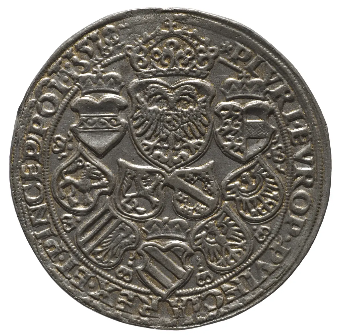 Maximilian I., Schaumünze, Guldiner Abschlag Zinn, Karl V. und Ferdinand I.
