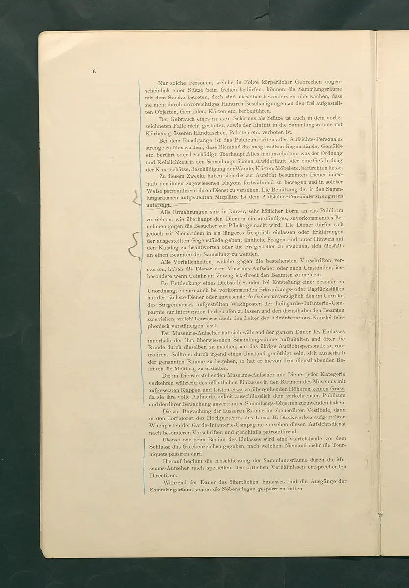Bestimmungen für den Dienstbetrieb in den kunsthistorischen Sammlungen des Allerhöchsten Kaiserhauses