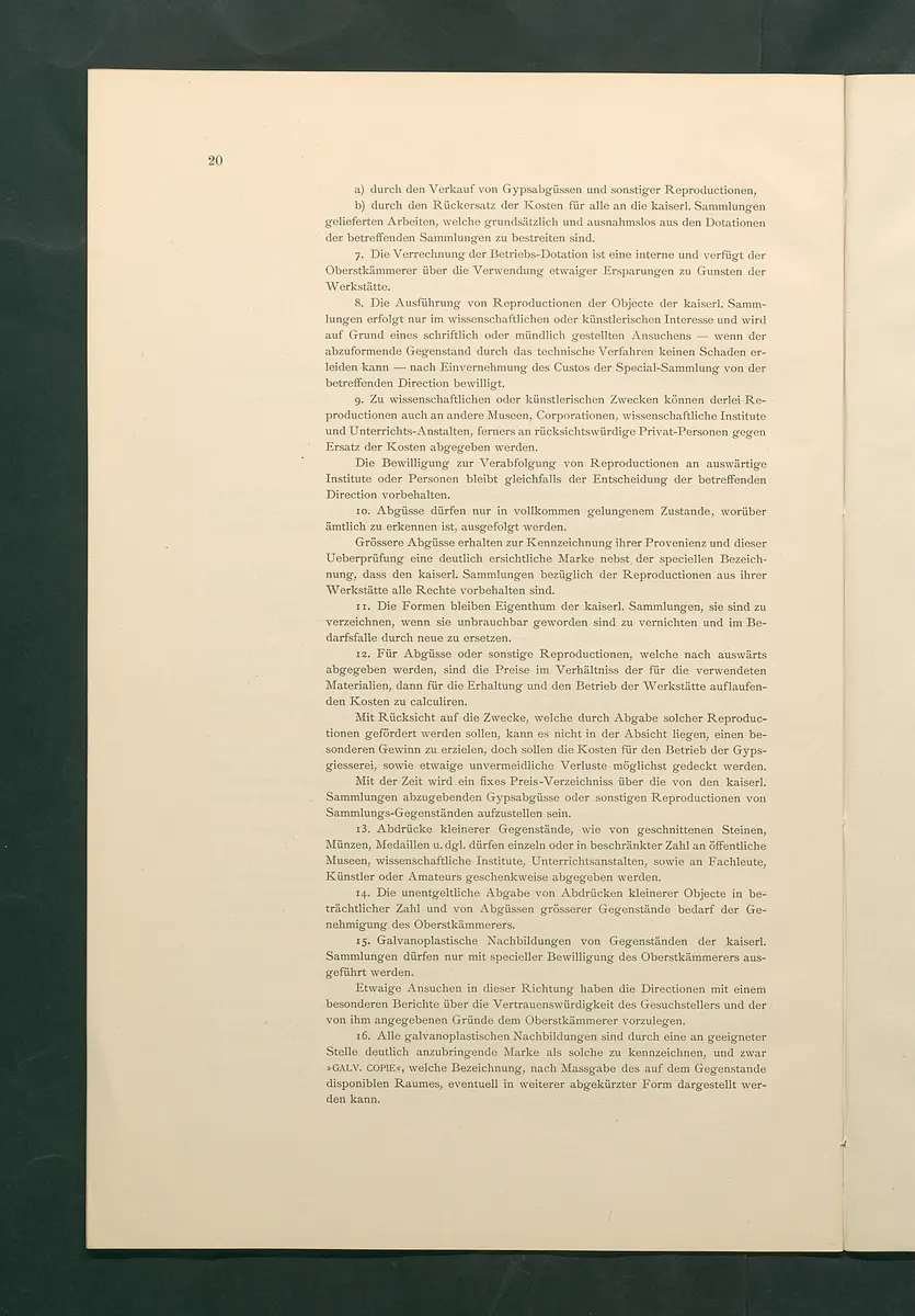 Bestimmungen für den Dienstbetrieb in den kunsthistorischen Sammlungen des Allerhöchsten Kaiserhauses