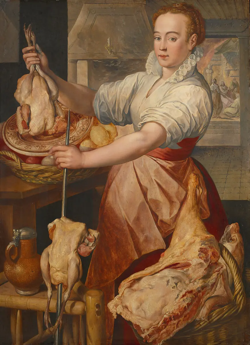 Köchin (im Hintergrund Christus bei Maria und Martha)