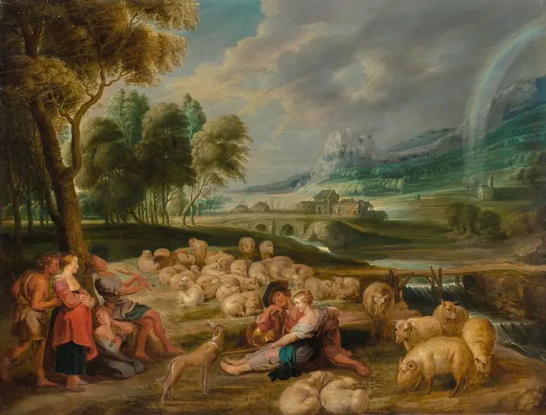 Landschaft mit Regenbogen