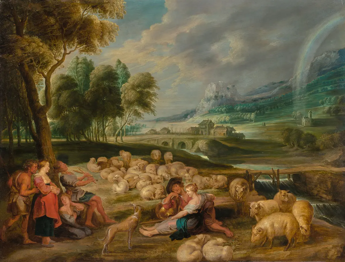Landschaft mit Regenbogen