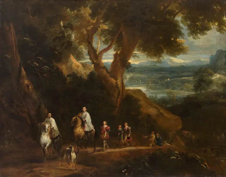 Landschaft mit Rudolf von Habsburg und dem Priester