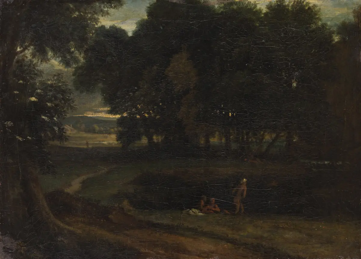 Waldlandschaft mit Badenden