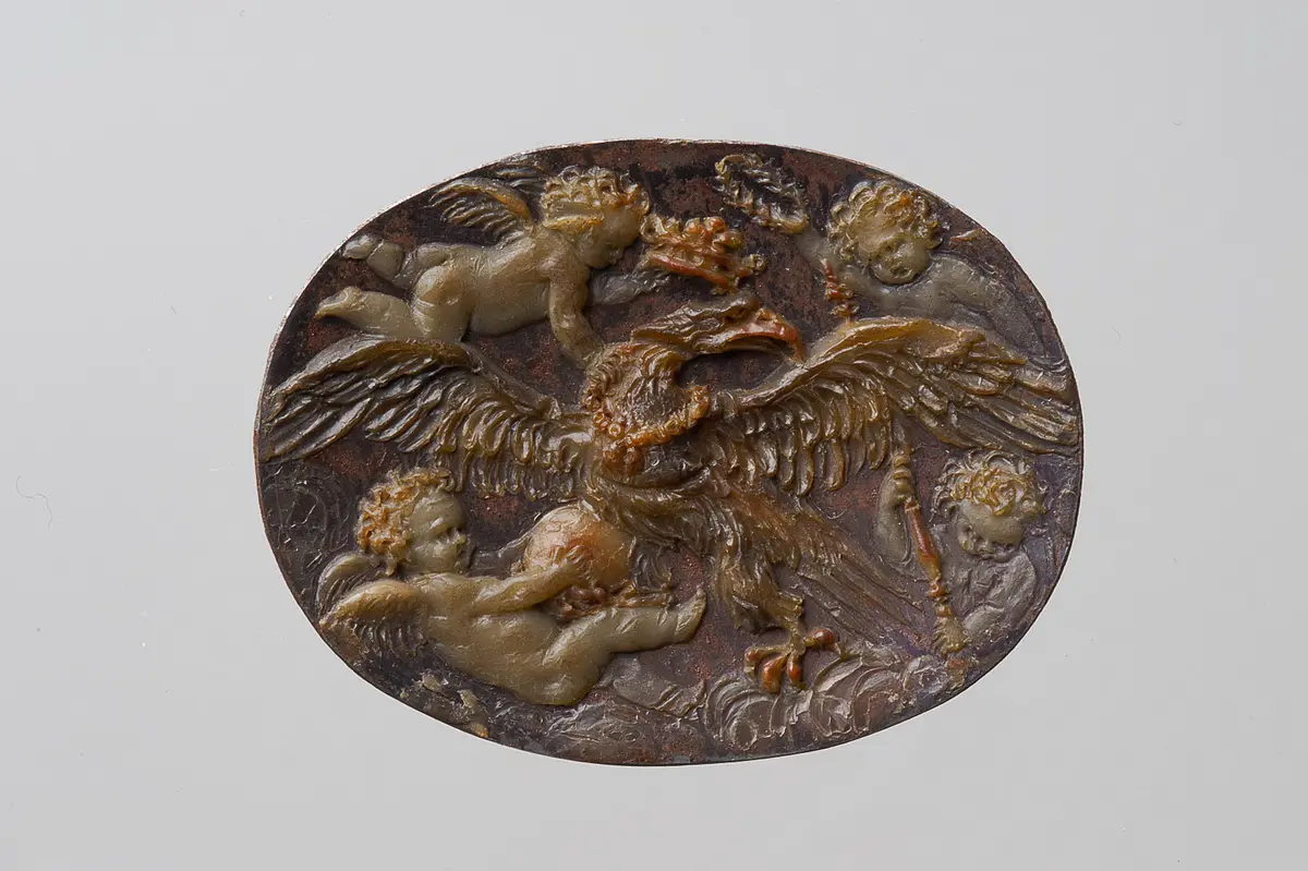 Adler mit Putti und Insignien