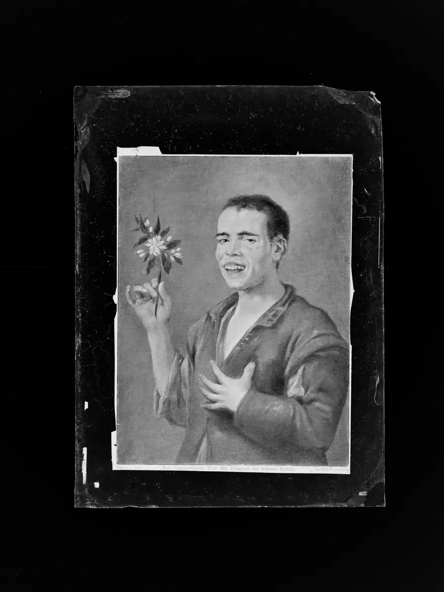 Lachender Bursche mit Orangenblüte