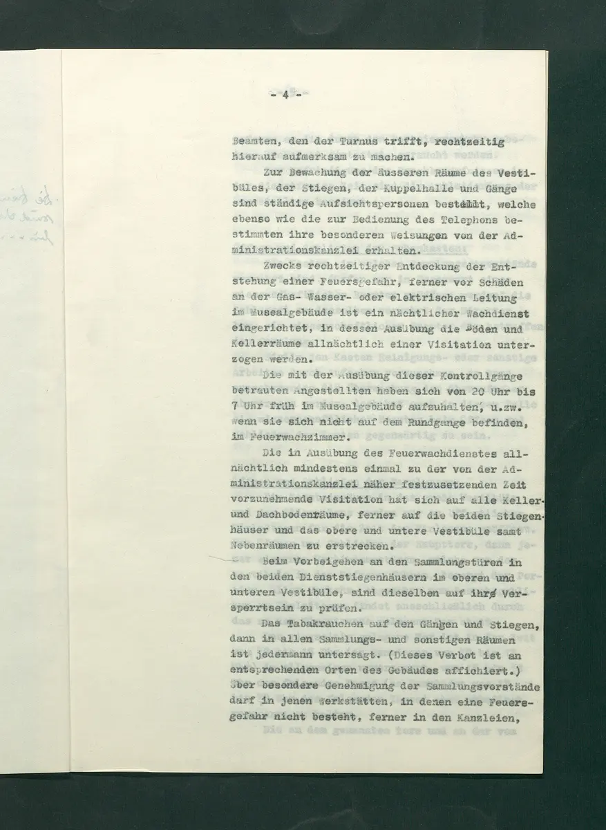 Dienstbestimmungen für das Aufsichtspersonal in den Sammlungen