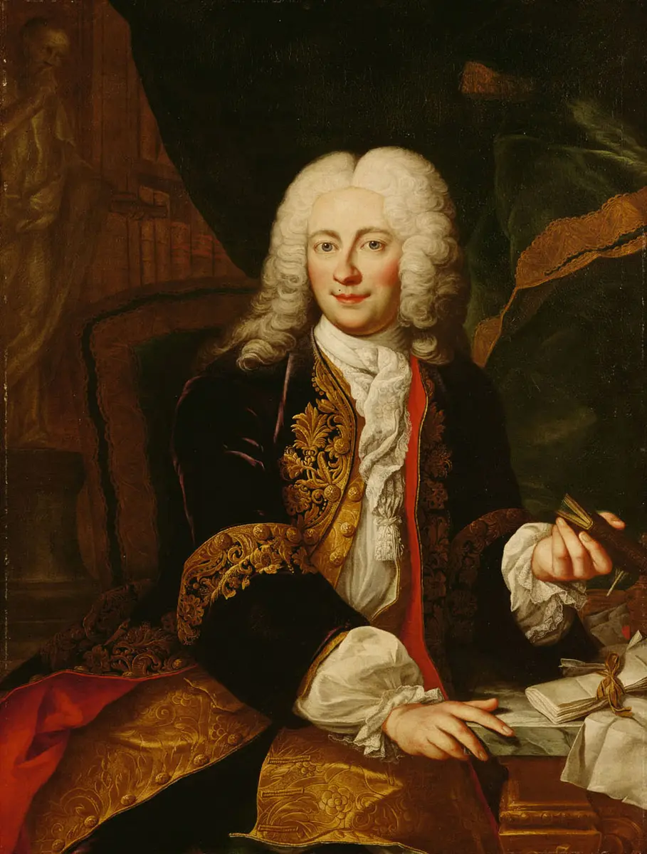 Johann Christoph Freiherr von Bartenstein (1689-1767) an einem Tisch sitzend, Kniestück
