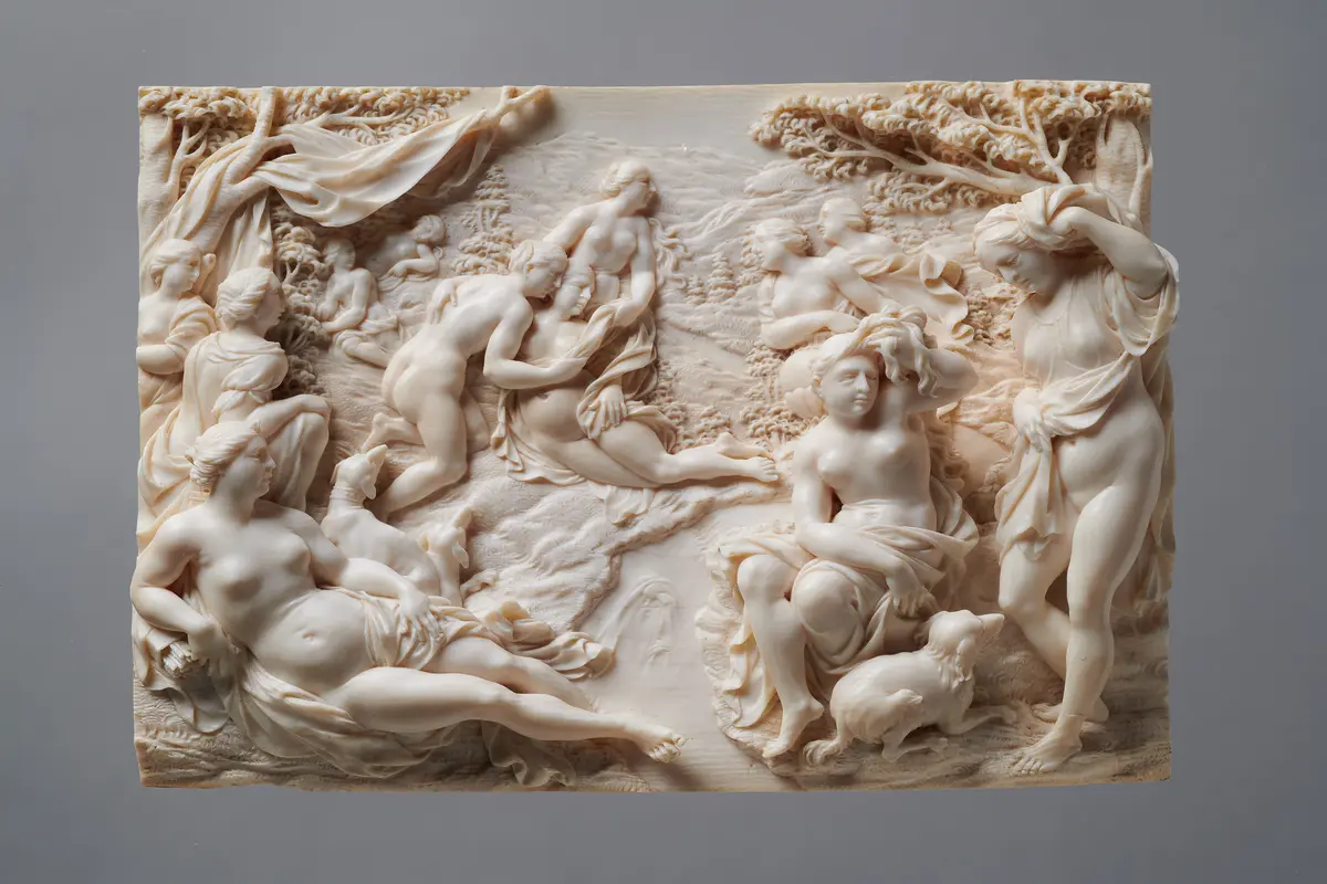 Diana entdeckt die Schwangerschaft der Callisto; Relief