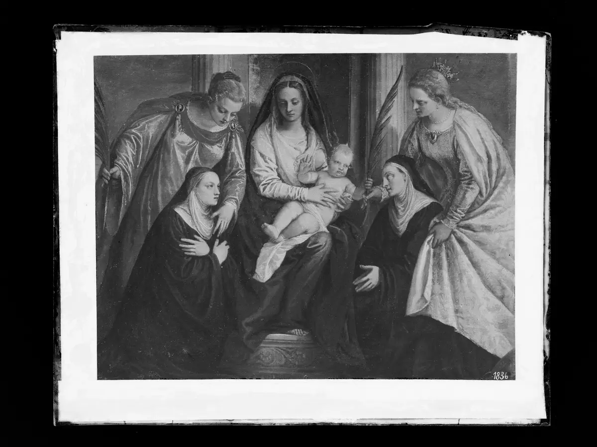 Maria mit Kind, den hll. Lucia, Katharina und zwei Nonnen als Stifterinnen