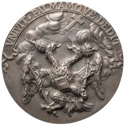 Allianz gegen die Osmanen: Papst Innozenz XI. (reg. 1676–1689), Kaiser Leopold I. (reg. 1657–1705), König Johann III. Sobieski (reg. 1674–1696) und Doge Marcantonio Giustinian (reg. 1684–1688)