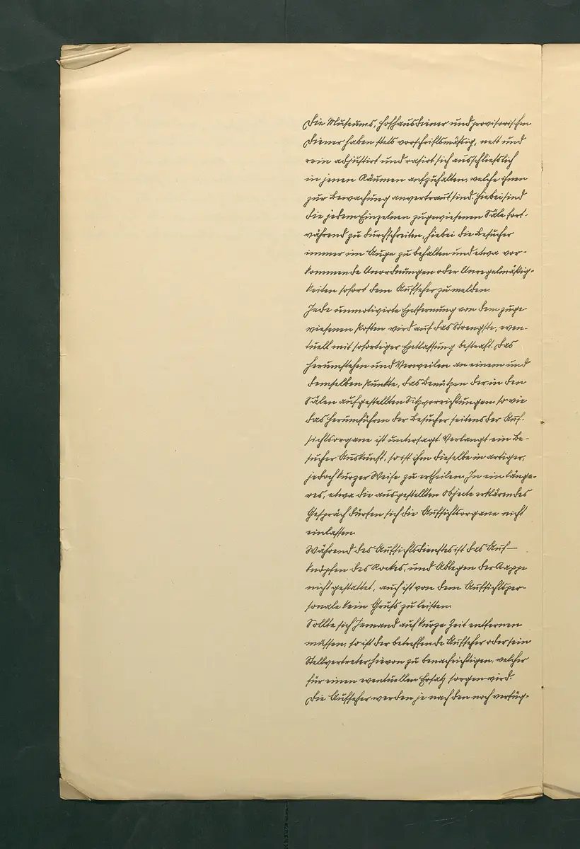 handschriftliche Dienstordnung für Museumsaufseher
