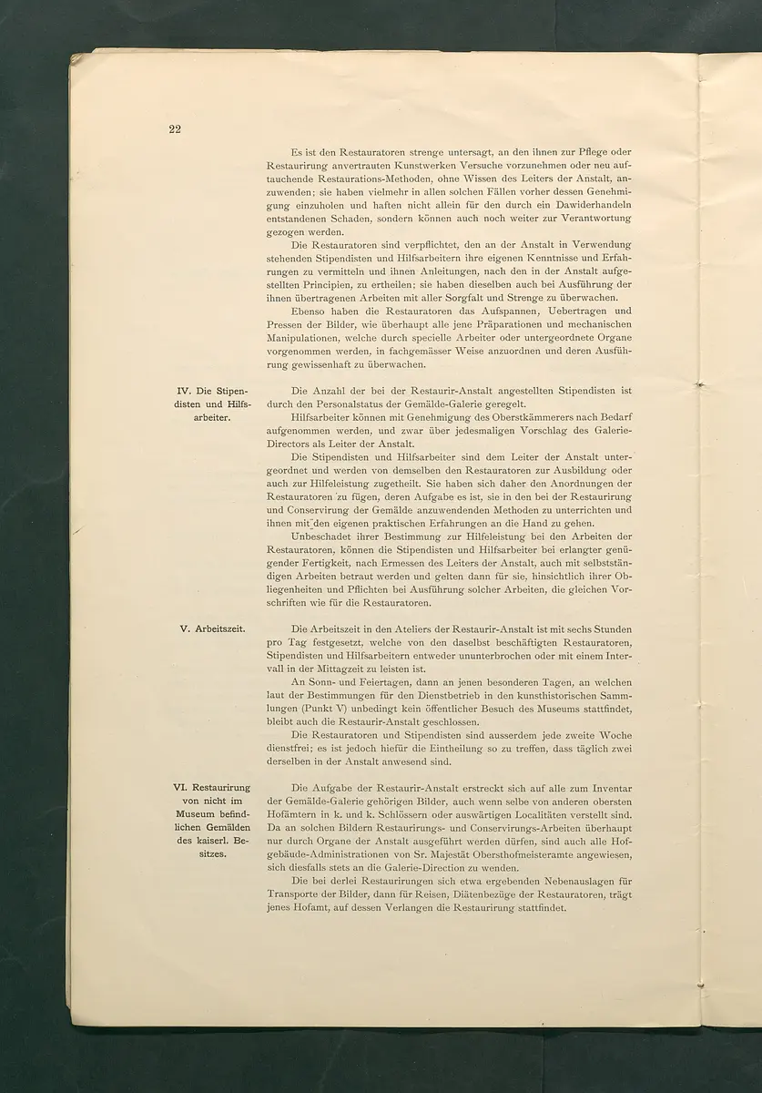 Bestimmungen für den Dienstbetrieb in den kunsthistorischen Sammlungen des Allerhöchsten Kaiserhauses