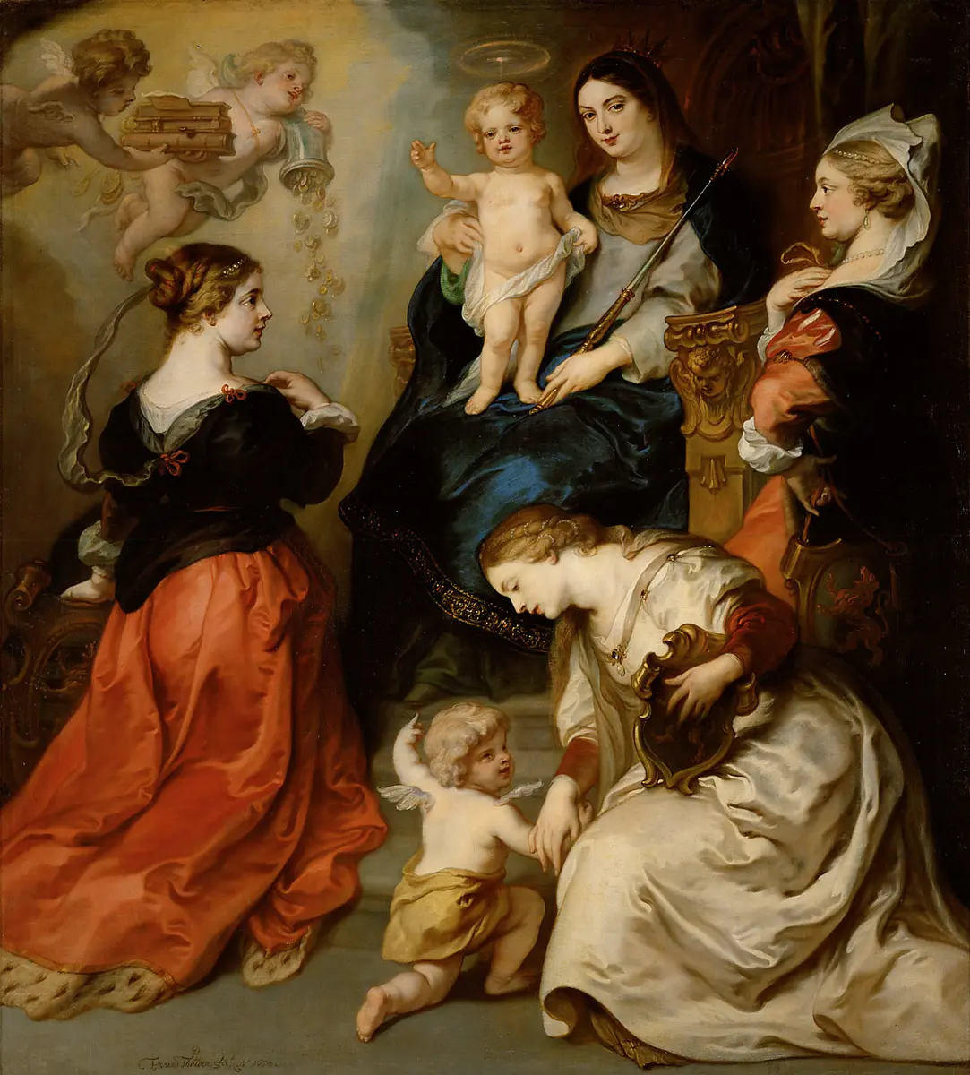 Die Provinzen Brabant, Hennegau und Flandern huldigen der Madonna