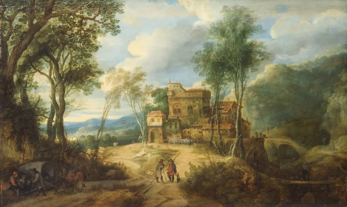 Gebirgslandschaft mit Schloss