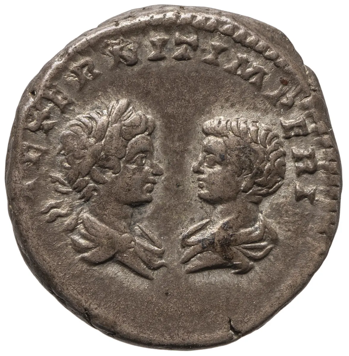 Iulia Domna mit Antoninus III. (Caracalla) und Geta (Caesar)