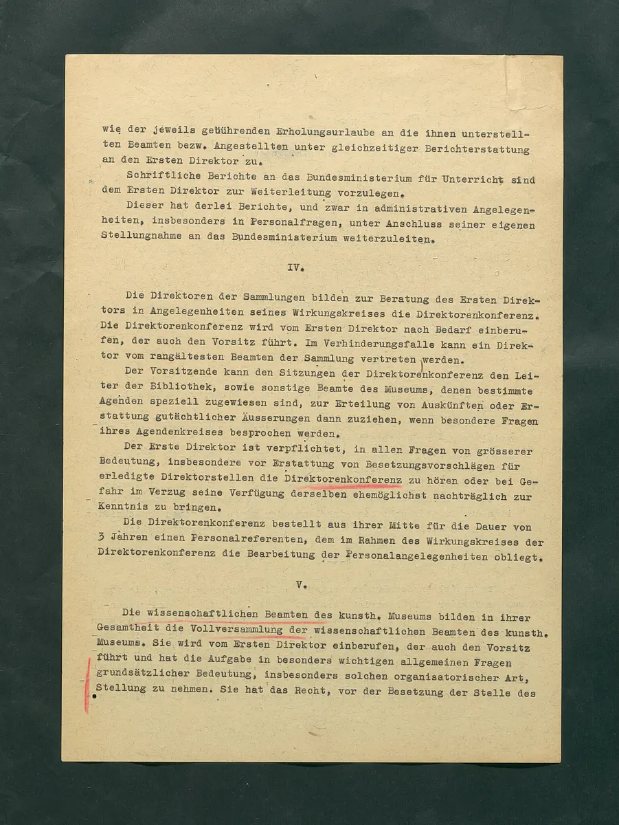 Dienstvorschriften für das Kunsthistorische Museum