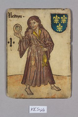 Spielkarte, Frankreich, Närrin (Eins), aus dem sog. Hofämterspiel