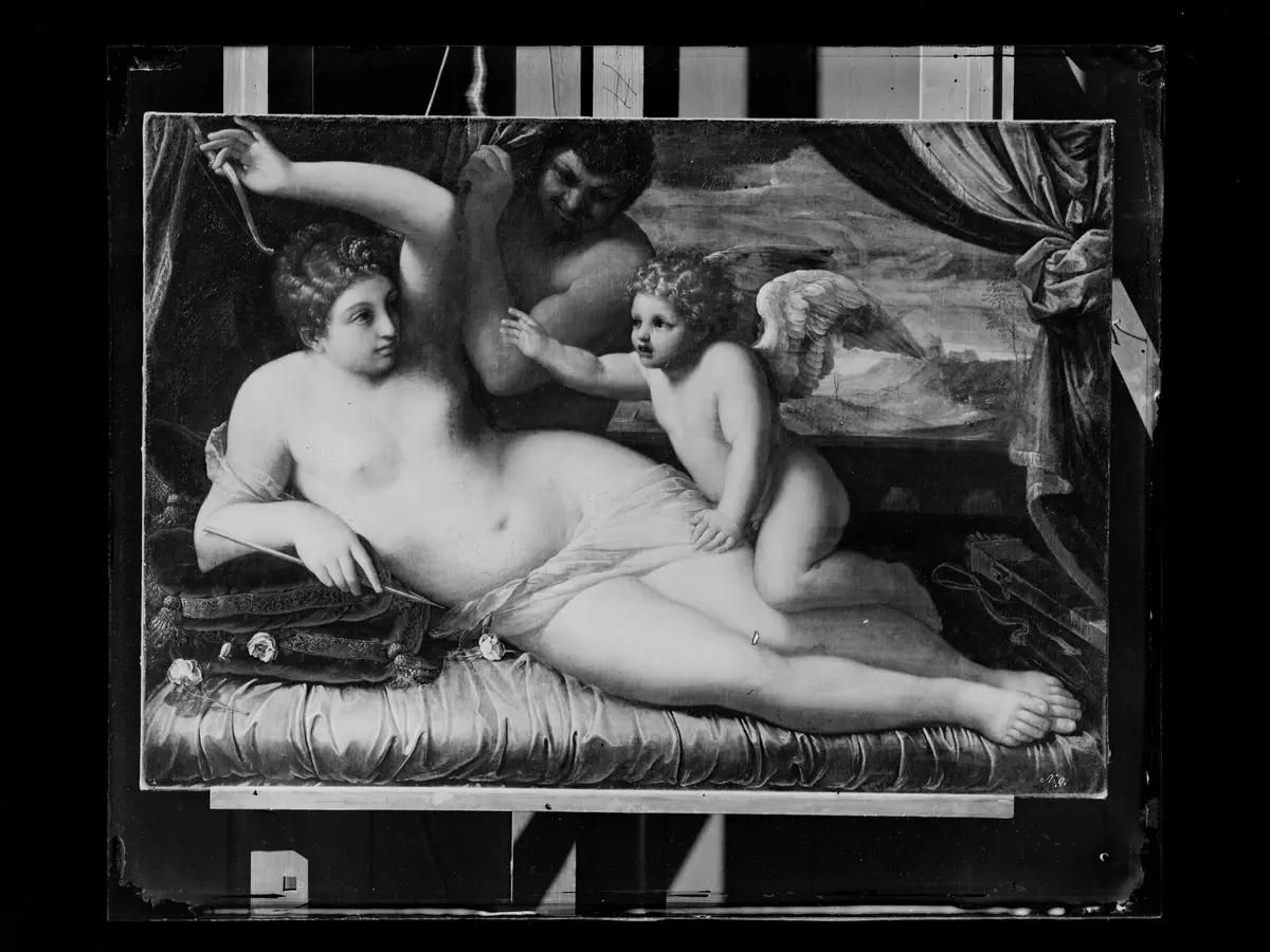 Venus und Amor mit einem Satyr
