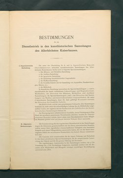 Bestimmungen für den Dienstbetrieb in den kunsthistorischen Sammlungen des Allerhöchsten Kaiserhauses