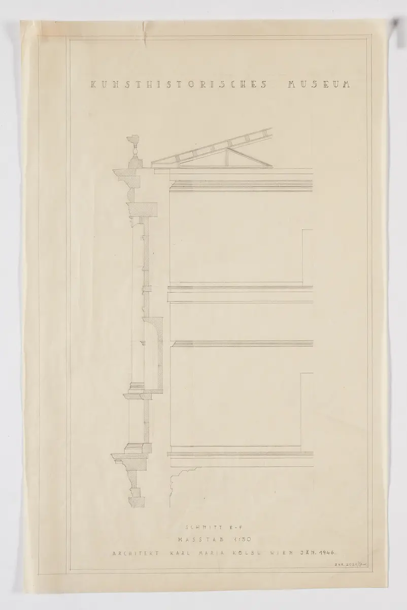 Kunsthistorisches Museum. Schnitt E-F. 1. und 2. Stock