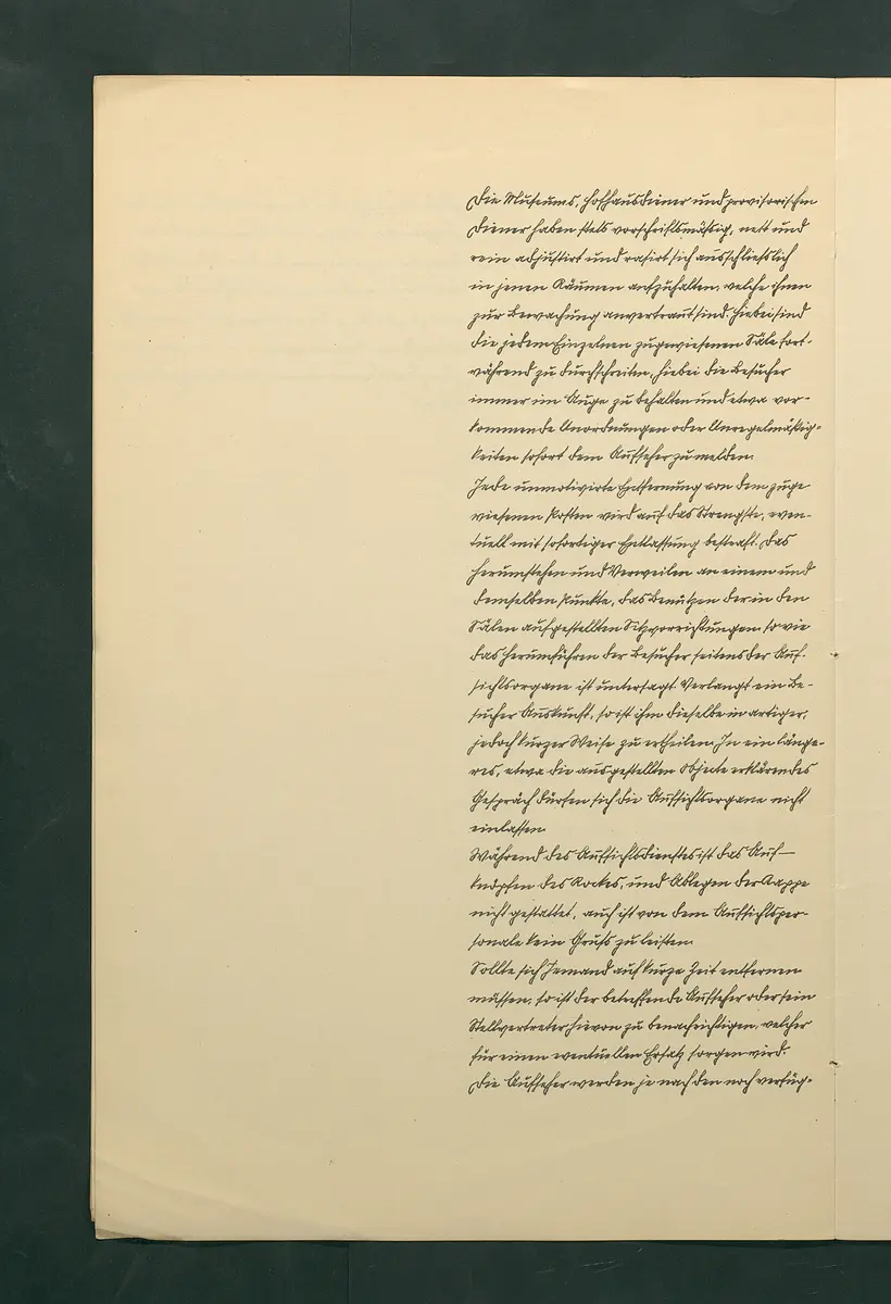handschriftliche Dienstordnung für Museumsaufseher