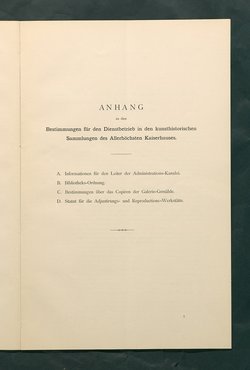 Bestimmungen für den Dienstbetrieb in den kunsthistorischen Sammlungen des Allerhöchsten Kaiserhauses