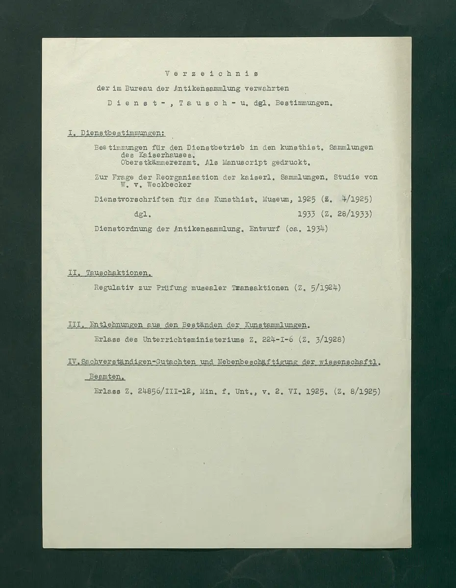 Zirkular betreffend Neuordnung der Dienstvorschriften