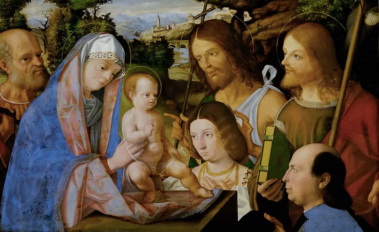 Holy Family with John the Baptist, James the Elder and Two Patrons