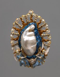 Anhänger mit monströser Perle in Form einer Madonna
