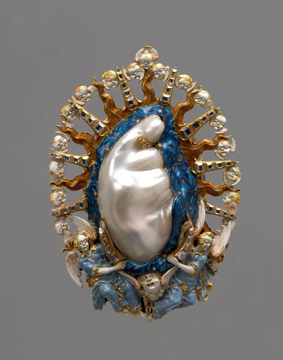 Anhänger mit monströser Perle in Form einer Madonna