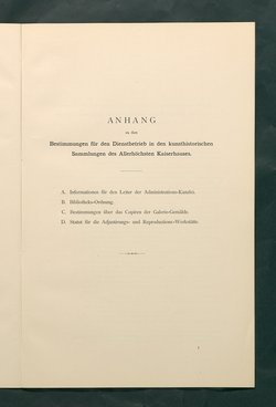 Bestimmungen für den Dienstbetrieb in den kunsthistorischen Sammlungen des Allerhöchsten Kaiserhauses
