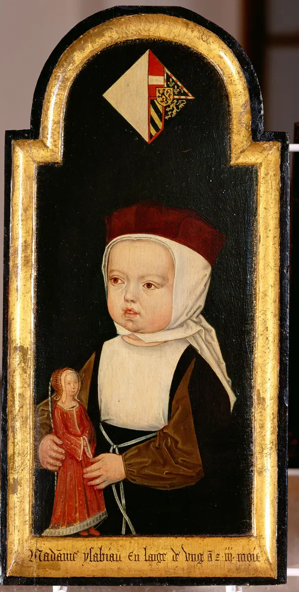 Kaiser Karl V. (1500-1558), Brustbild als Zweijähriger zusammen mit seinen Schwestern Eleonore (1498-1558) und Isabella (1501-1525)
