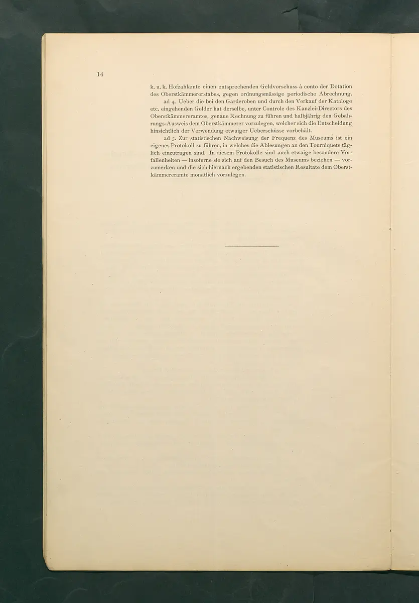 Bestimmungen für den Dienstbetrieb in den kunsthistorischen Sammlungen des Allerhöchsten Kaiserhauses