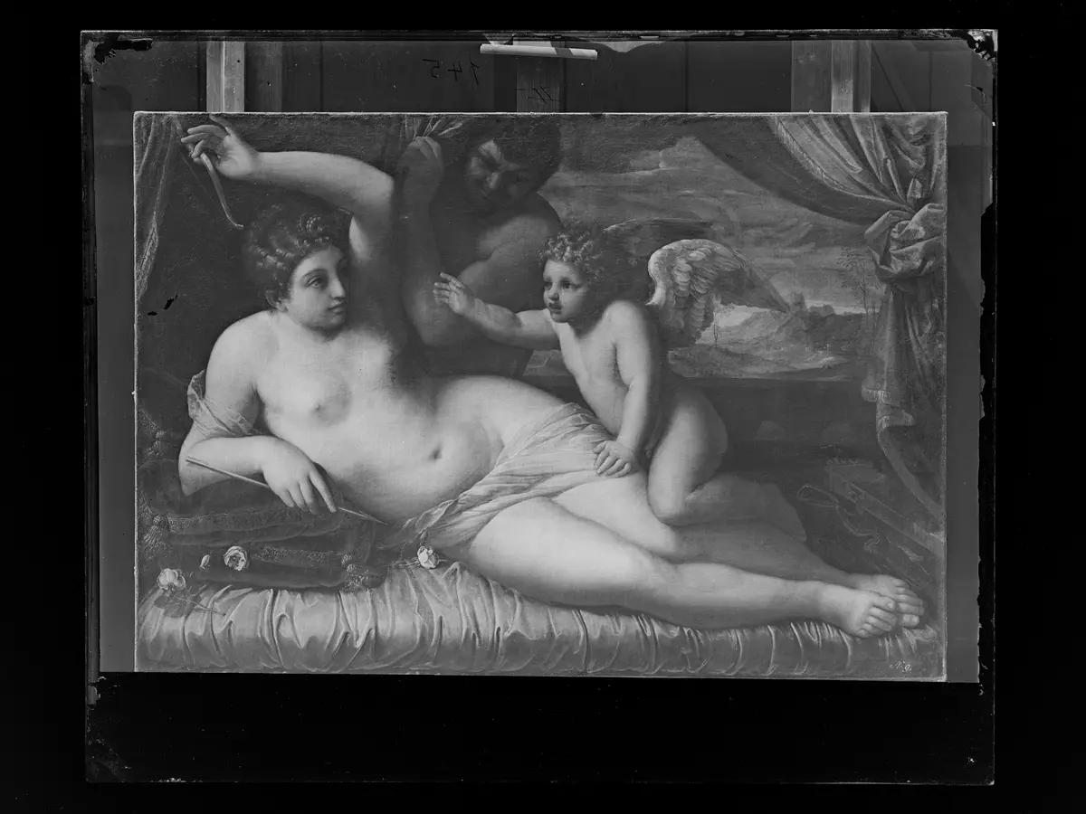 Venus und Amor mit einem Satyr
