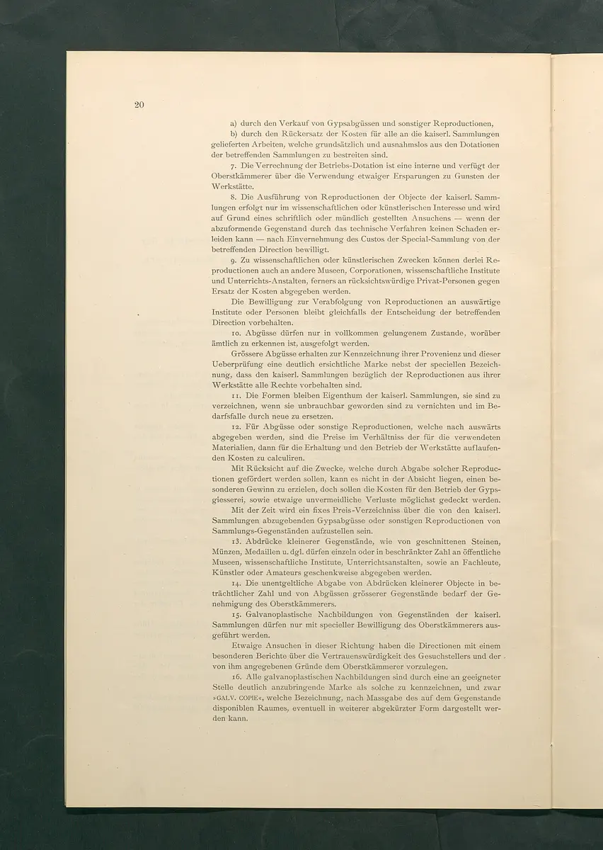 Bestimmungen für den Dienstbetrieb in den kunsthistorischen Sammlungen des Allerhöchsten Kaiserhauses