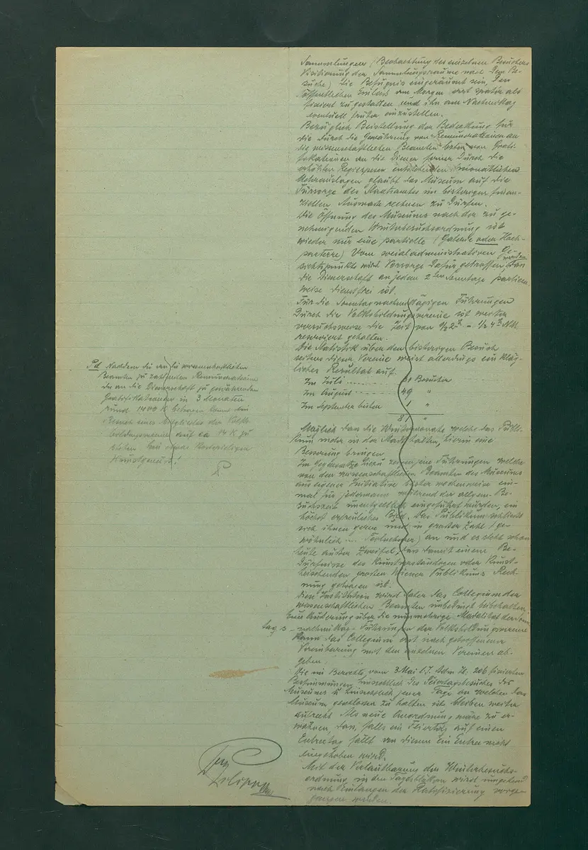 Entwurf einer Besuchsordnung für das Kunsthistorische Museum, Winter 1919/20