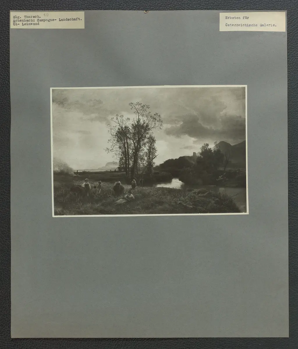 Achenbach: Campagne - Landschaft. Öl - Leinwand 91 x 136 cm