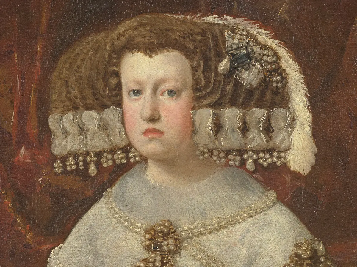 Königin Maria Anna von Spanien in hellrotem Kleid (1635-1696)