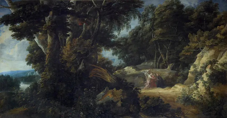 Große Waldlandschaft mit dem hl. Stanislaus Kostka