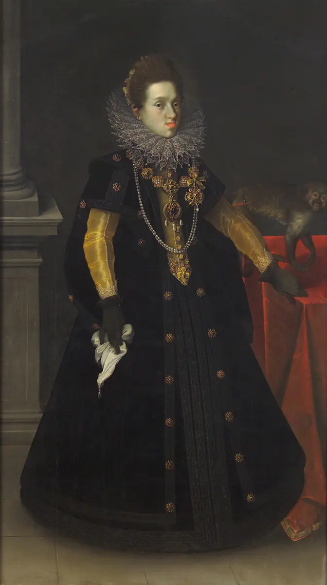 Erzherzogin Konstanze (1588-1631), Königin von Polen, mit einer Meerkatze