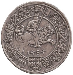 Ehg. Sigismund, Guldiner, geharnischtes Brustbild, Turnierreiter
