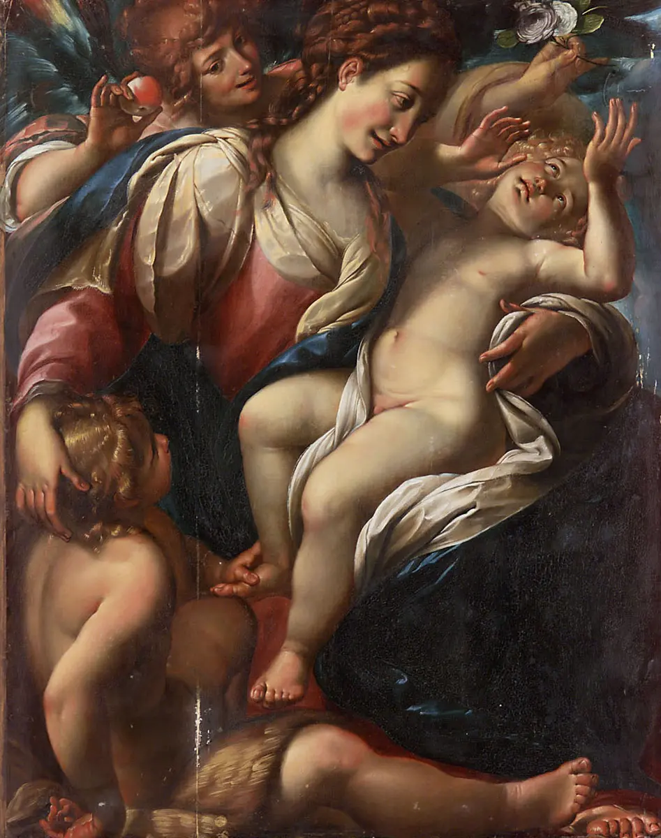 Maria mit dem Kind, Johannesknaben und einem Engel