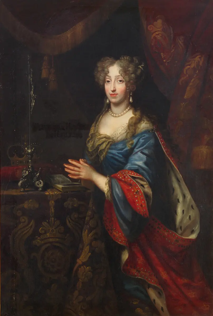 Erzherzogin Eleonore (1653-1697) vor einem Kruzifix kniend, Dreiviertelporträt