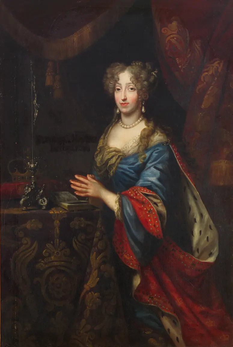 Erzherzogin Eleonore (1653-1697) vor einem Kruzifix kniend, Dreiviertelporträt